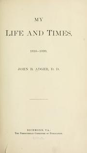 Cover of: My life and times, 1810-1899
