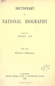 Cover of: Dictionary of national biography by Edited by Leslie Stephen [and Sidney Lee]