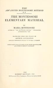 Cover of: The Montessori elementary material.