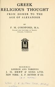 Cover of: Greek religious thought from Homer to the age of Alexander