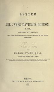Cover of: A letter to Sir James Davidson Gordon ...