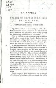 Cover of: An appeal to southern representatives in Congress: and to the friends of free schools in the South.