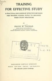 Cover of: Training for effective study by Frank Waters Thomas