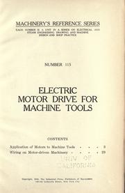 Cover of: Electric motor drive for machine tools.