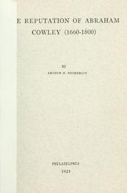 Cover of: The reputation of Abraham Cowley, 1660-1800.