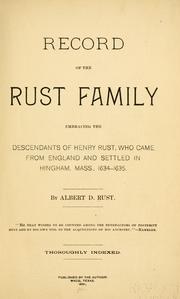 Cover of: Record of the Rust family by Albert Dexter Rust