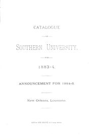 Cover of: Catalogue of Southern University, for 1883-4 by Southern University.