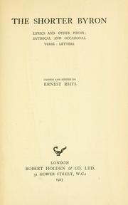 Cover of: The shorter Byron by Lord Byron