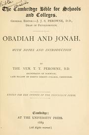 Cover of: Obadiah and Jonah by by T.T. Perowne.