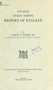 Cover of: Ontario Public School history of England: authorized by the Minister of Education for Ontario.