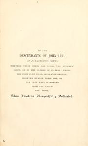 Cover of: Lee family quarter-millennial gathering of the descendants and kinsmen of John Lee by [Comp. by W. W. Lee]