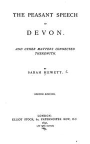 Cover of: The peasant speech of Devon. by Sarah Hewett