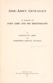 Cover of: Abbe-Abbey genealogy: in memory of John Abbe and his descendants