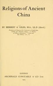 Cover of: Religions of ancient China by Herbert Allen Giles