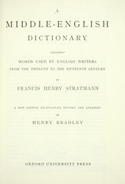 Cover of: A Middle English dictionary by Francis Henry Stratmann