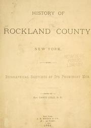 Cover of: History of Rockland County, New York
