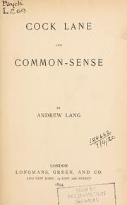 Cover of: Cock Lane and common sense. by Andrew Lang