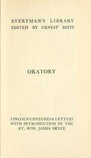 Cover of: Speeches and letters of Abraham Lincoln, 1832-1865