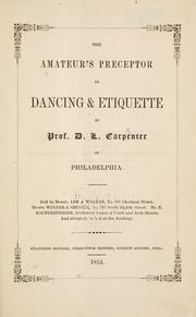 Cover of: The amateur's preceptor on dancing & etiquette