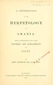 Cover of: A contribution to the herpetology of Arabia