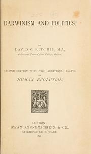 Cover of: Darwinism and politics. by David George Ritchie