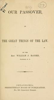 Cover of: Our passover: or The great things of the law.