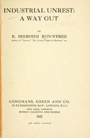 Cover of: Industrial unrest by B. Seebohm Rowntree