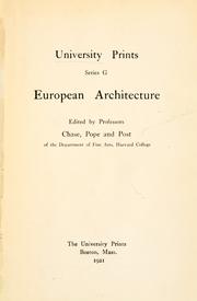 Cover of: European architecture by University Prints (Winchester, Mass.)