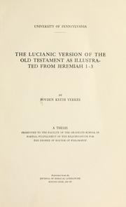 Cover of: The Lucianic version of the Old Testament as illustrated from Jeremiah 1-3.