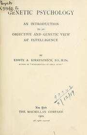 Cover of: Genetic psychology