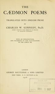 Cover of: The Caedmon poems by Kennedy, Charles W.