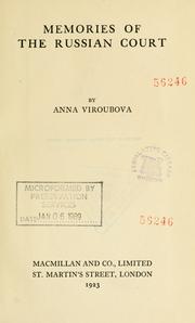 Cover of: Memories of the Russian court