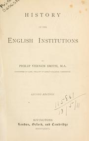 Cover of: History of the English institutions.