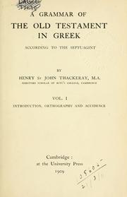 Cover of: A grammar of the Old Testament in Greek according to the Septuagint.