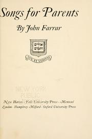 Cover of: Songs for parents by Farrar, John Chipman