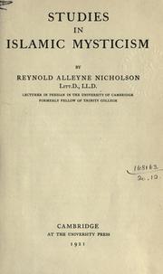Cover of: Studies in Islamic mysticism by Reynold Alleyne Nicholson