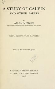 Cover of: A study of Calvin by Allan Menzies