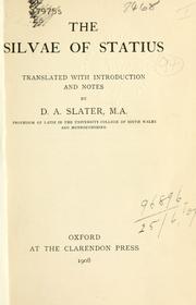 Cover of: Silvae.: Translated with introd. and notes; by D.A. Slater.