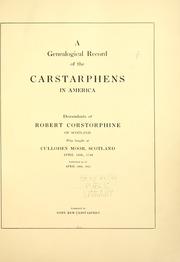 Cover of: A genealogical record of the Carstarphens in America by Oney Kem Carstarphen