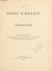 Cover of: The Ohio Valley in colonial days. by Berthold Fernow