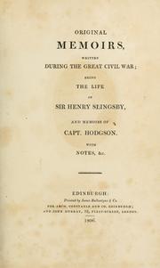 Cover of: Original memoirs by Slingsby, Henry Sir