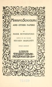 Cover of: Miriam's schooling: and other papers