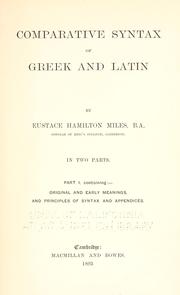 Cover of: Comparative syntax of Greek and Latin.
