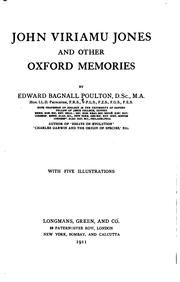 Cover of: John Viriamu Jones and other Oxford memories by Poulton, Edward Bagnall Sir