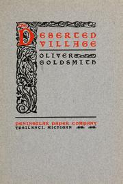 Cover of: The deserted village by Oliver Goldsmith