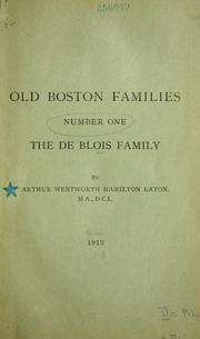 Cover of: The De Blois family