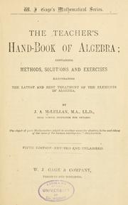 The teacher's hand-book of algebra by J. A. McLellan
