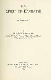 The spirit of Bambatse by H. Rider Haggard