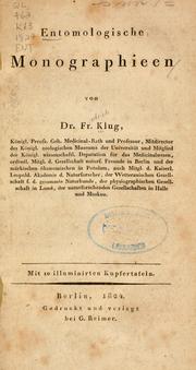 Cover of: Entomologische monographieen