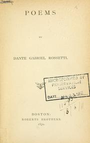 Cover of: Poems. by Dante Gabriel Rossetti